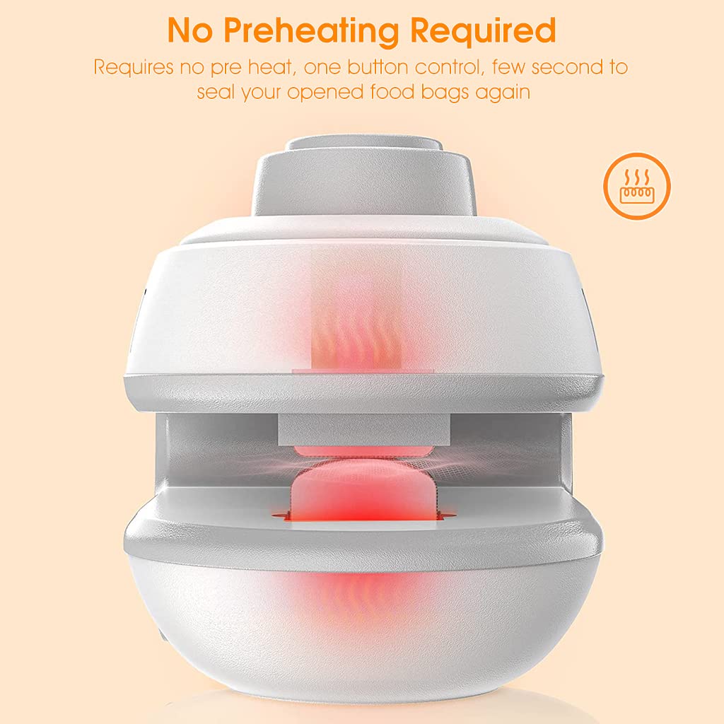 Supvox Mini Sealing Machine for Food Bags with 2 in 1 Sealer and Cutter | Rechargeable White
