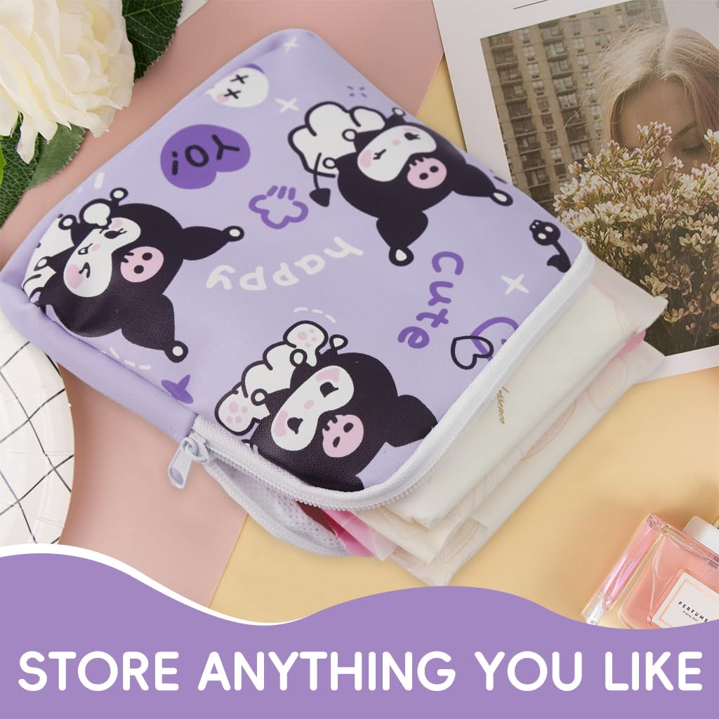 ZIBUYU Small Pouches for Sanitary Pads with Secure Zipper Closure and Cute Prints | 2Pcs Set