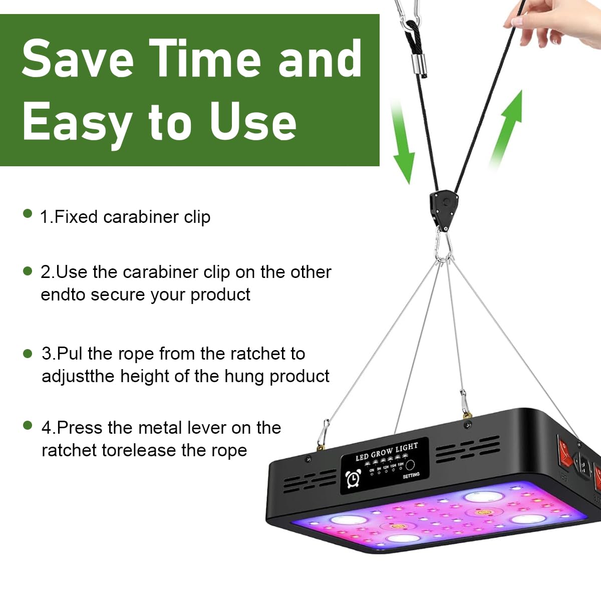 STHIRA Pulley Wheel Hanging Rope for Gardening and Camping with Dual Carabiners | 7.8 ft 1/8 in Nylon Heavy Duty 149 lbs Capacity