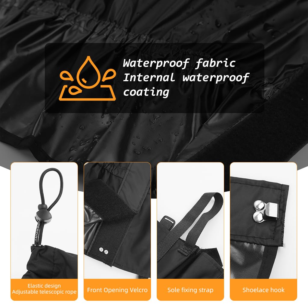 GUSTAVE Gaiters for Hiking and Climbing featuring Secure Fasten Belt and Waterproof Polyester | Adjustable Knee Length Protection for Adults