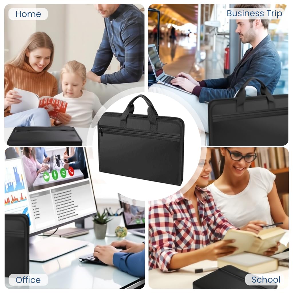 OFIFO Fireproof Waterproof Document Organizer for Papers with Multi Compartments | 14.3x2x10.6 in Silicone-Coated Bag