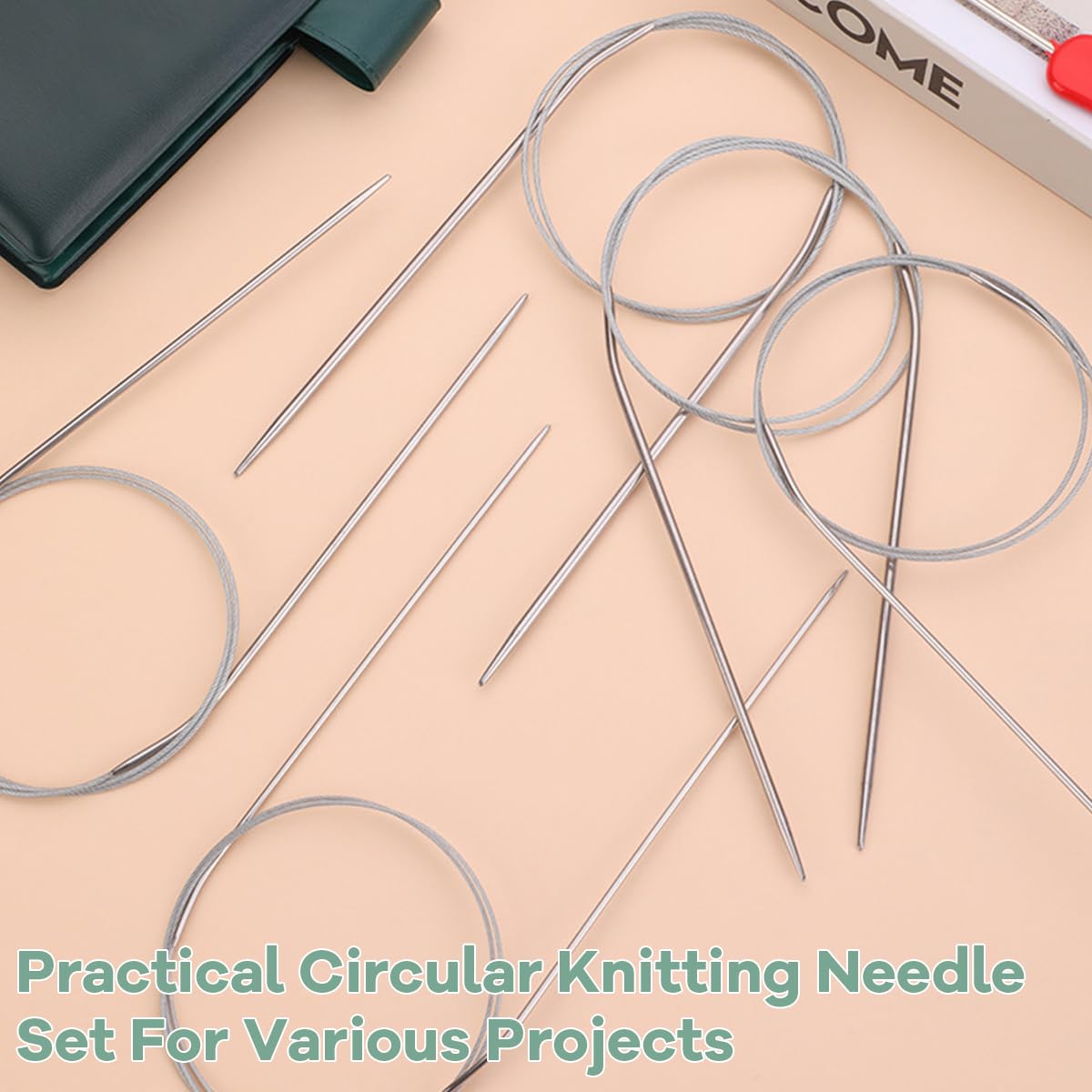 HASTHIP Circular Knitting Needles for DIY Projects with Dual End Crochet Hook | 11Pcs 31.5 in Set