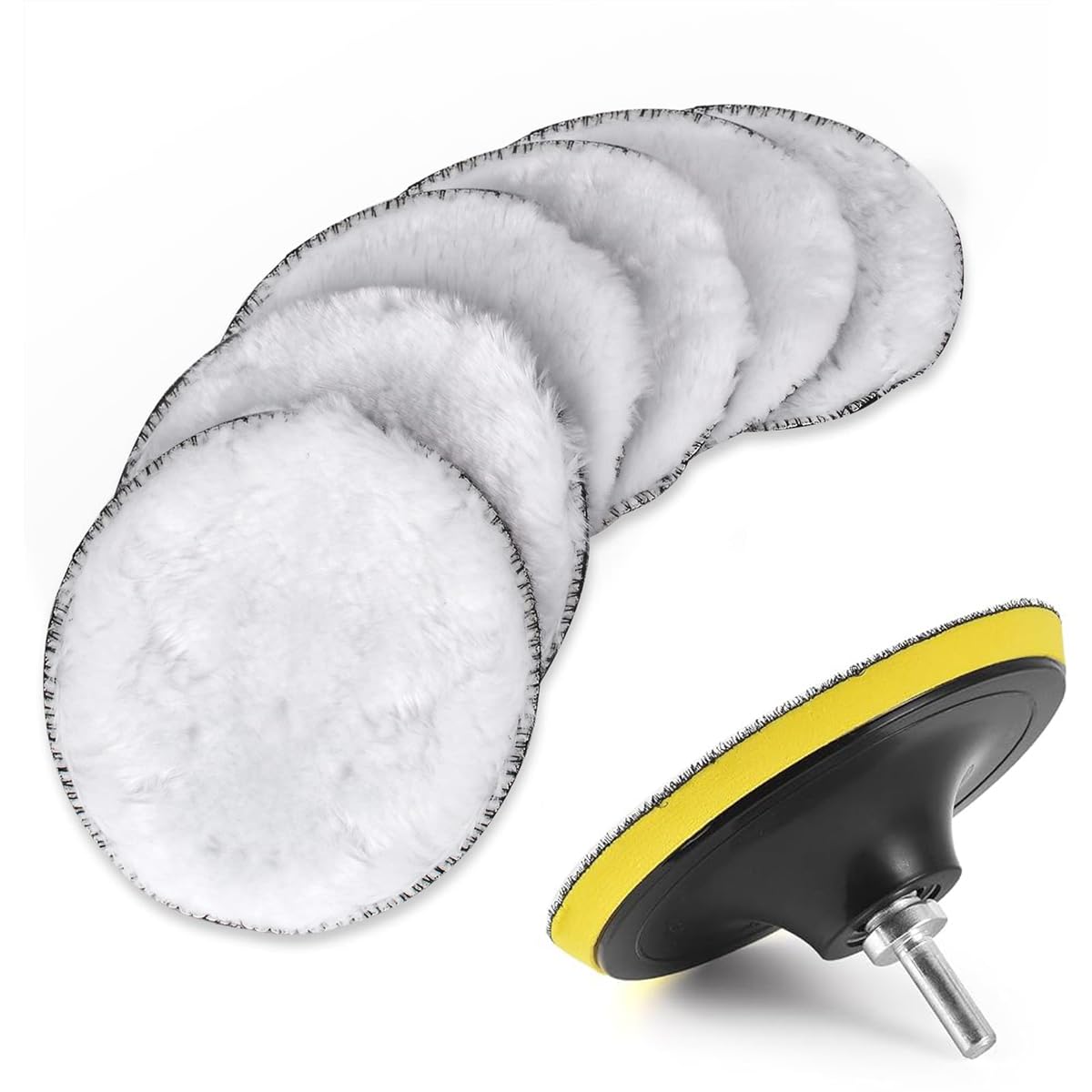 STHIRA® 7Pcs Wool Polishing Pads Waxing Buffing Pads 3 Inches Replacement Wool Polishing Pads Car Polishing Buffing Pads Universal Hook and Loop Wool Polishing Pads Buffing Pads for Waxing, Polishing