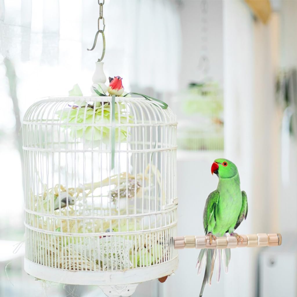 Qpets Parrot Birds Perching Stick for Cage with 7.8 in DIY Assembly & Screw Mount | Colorful Ceramic Claw Grinding Wheels