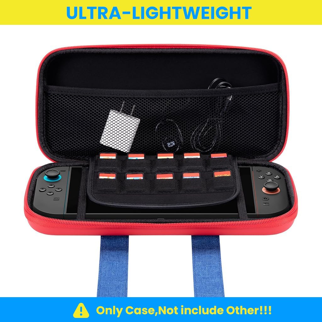 ZORBES Switch 2 Carry Bag for Travel with 10 Game Slots and Dual Zipper | EVA Hard Shell Case