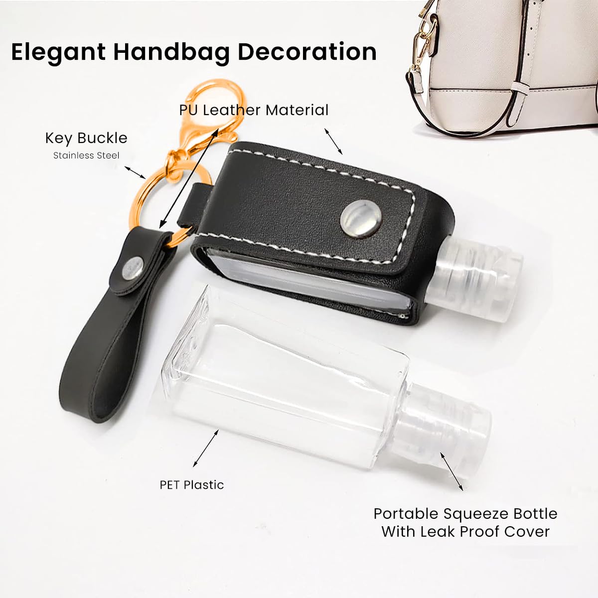 ZIBUYU Keychain for Car and Bike with Refillable Sanitizer Bottle | Portable Holder for Bags
