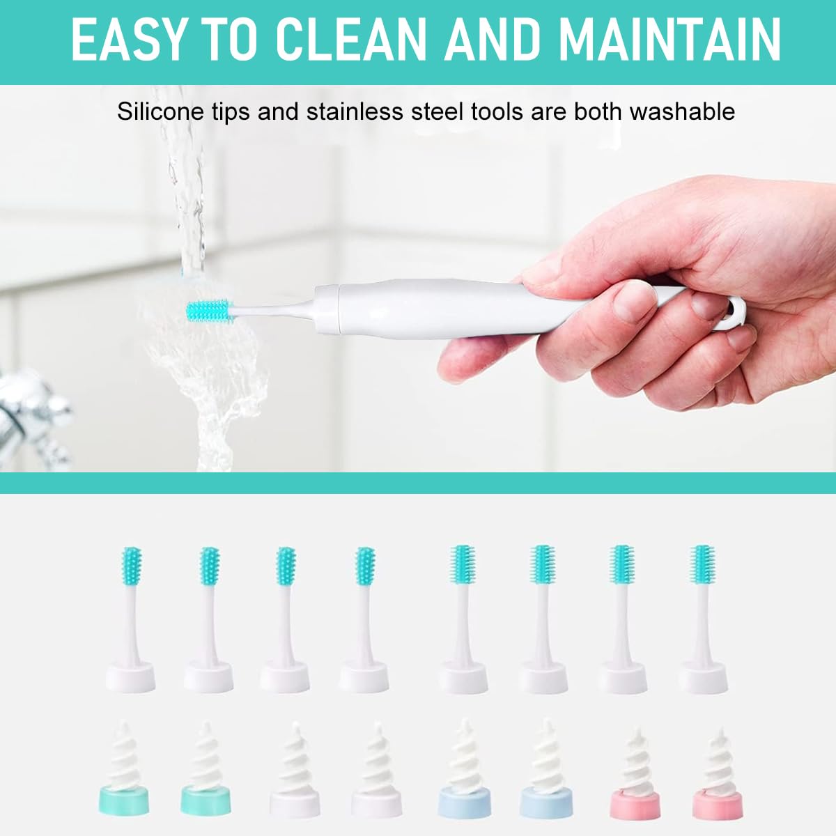 HANNEA Ear Wax Removal Tool Kit with 16 Silicone Tips and Triple Curved Loop | Stainless Steel Ear Cleaner for Safe Deep Cleaning