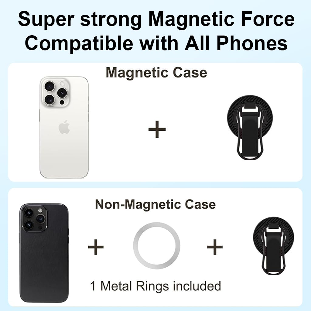 ZORBES Magnetic Phone Grip Strap with 360 Degree Swivel Kickstand and Metal Design | Universal Detachable Holder for Hands Free Viewing
