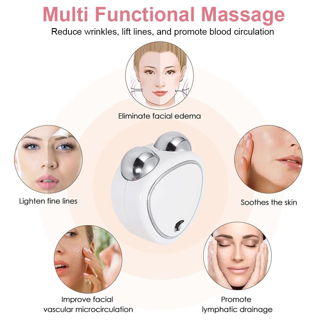 HANNEA Face Massager for Anti Wrinkles with EMS Microcurrent & Dual Massage Heads | USB Rechargeable 180mAh