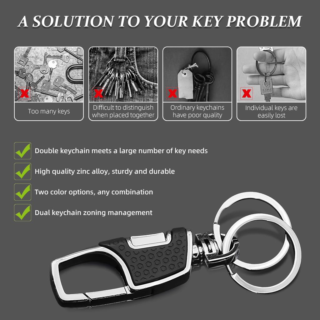Zibuyu Keychain for Men with Dual Keyring Design and Zinc Alloy Build 9.5×3 cm | Gift for Car and Bike