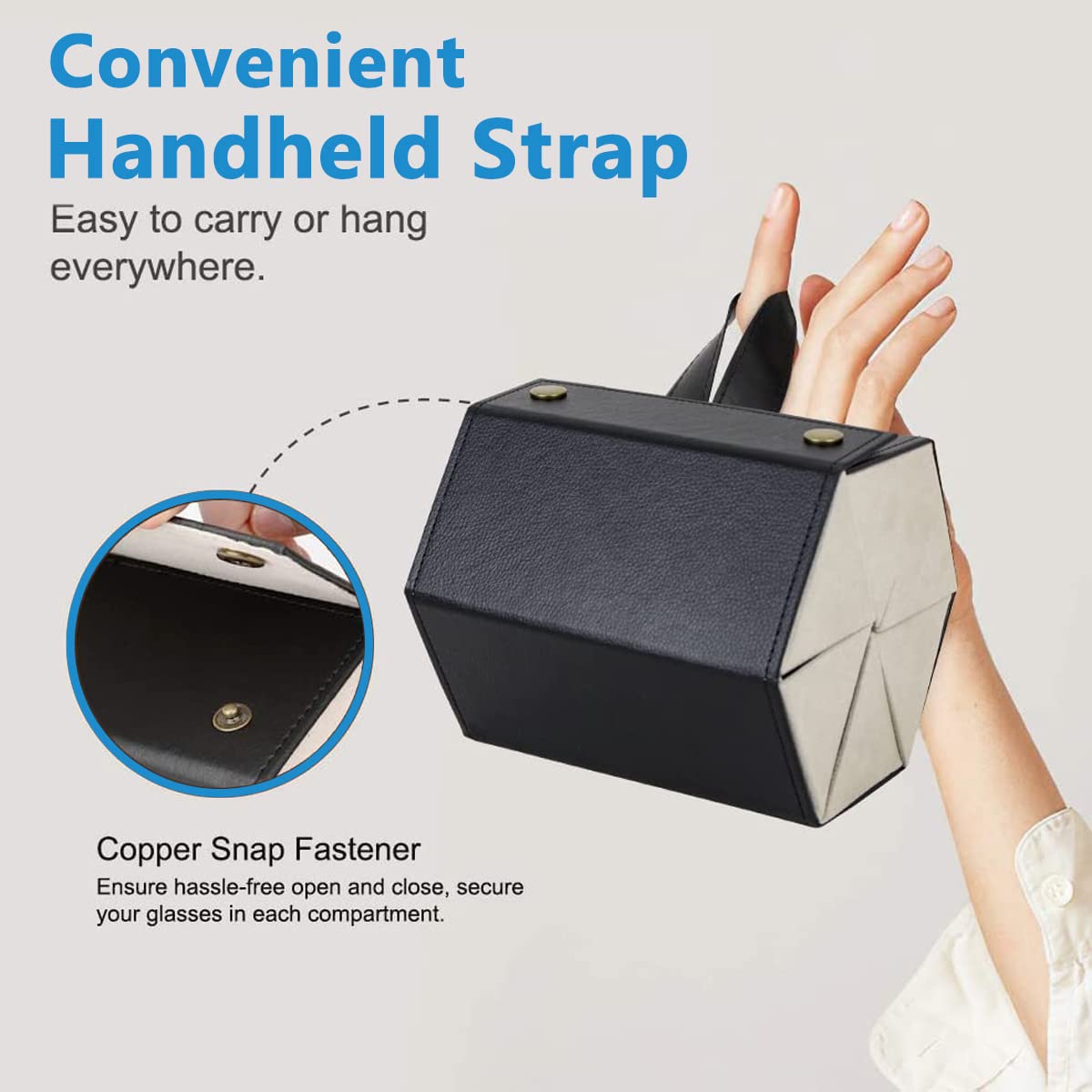 PALAY Sunglasses Organizer for Travel and Wall Hanging with 6 Slots PU Leather Case | Black