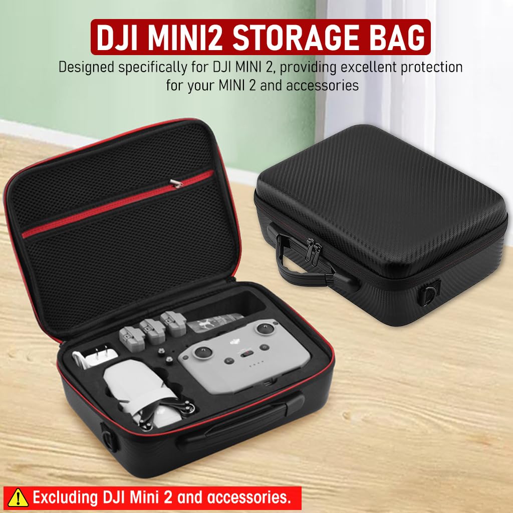 ZORBES Nylon Travel Carrying Case for DJI Mini 2 with Smooth Double Zipper 29×21×11cm | PU Hard Cover and Adjustable Shoulder Strap