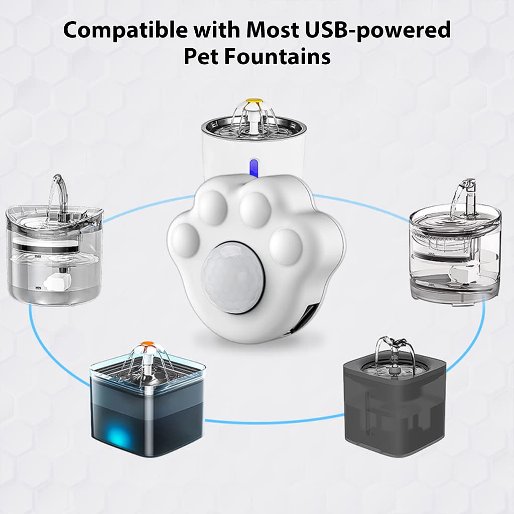 Qpets Cat Water Fountain Motion Sensor with 3m PIR Detection and 360° Flexible Installation | USB Powered Upgrade for Pets