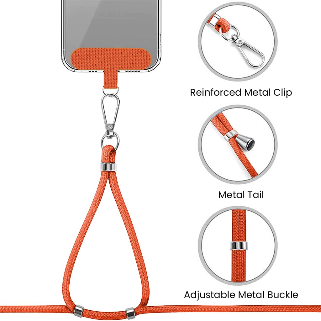 ZORBES Phone Strap for Neck and Wrist with Quick Release Attachment Insert | Adjustable Nylon Lanyard in Orange