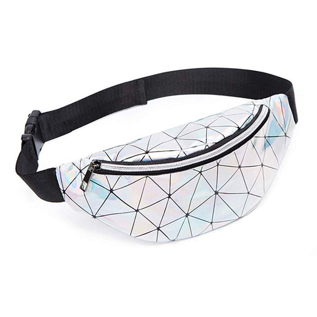 PALAY® Waist Bag Ladies Outdoor Summer Sports Lightweight Waist Bag Silver For Women