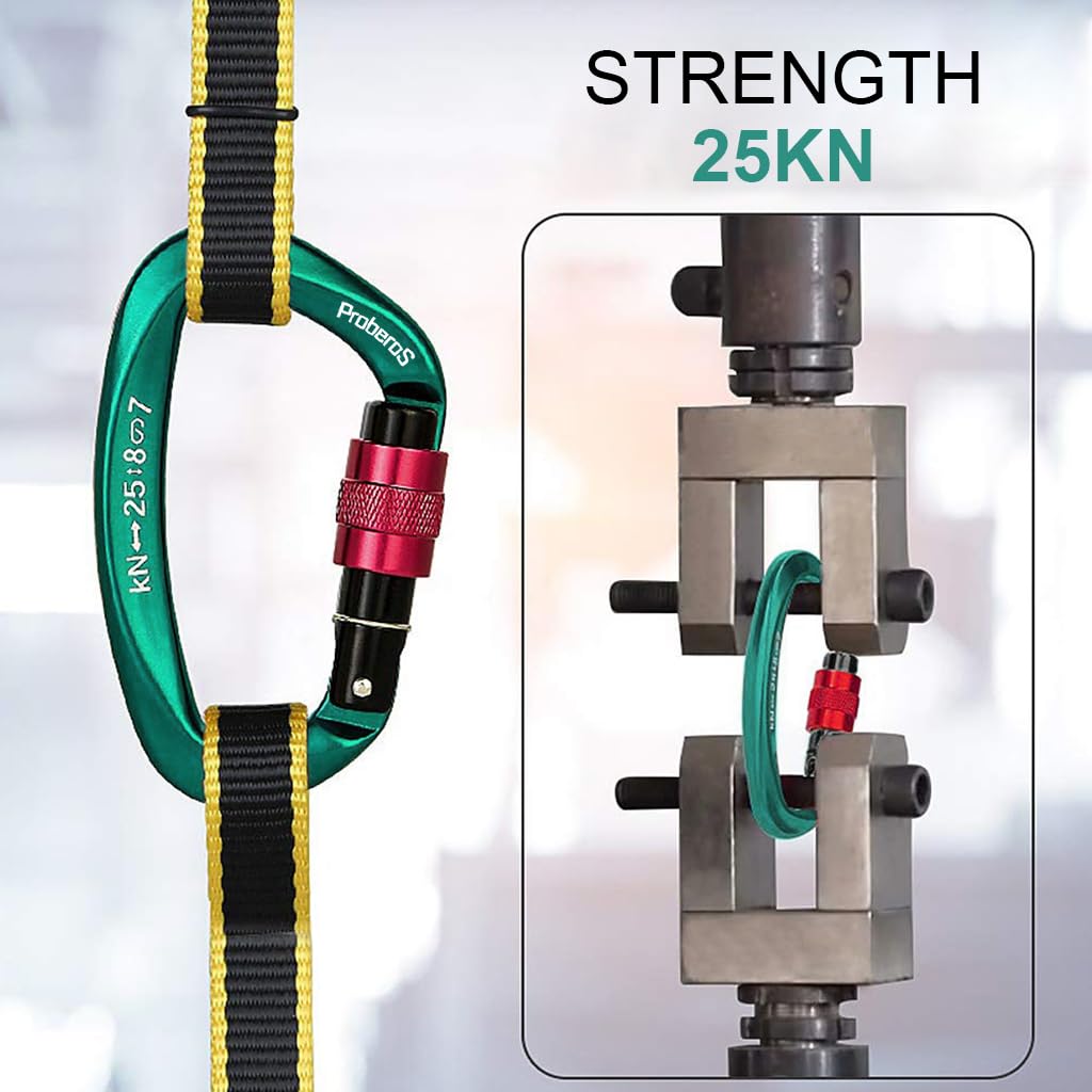 PROBEROS Climbing Carabiner for Various Activities with Screwgate Lock 25KN Aviation Aluminum 3PCS
