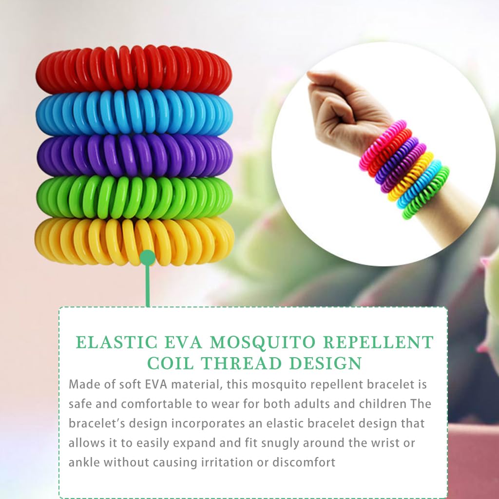 HANNEA Mosquito Repellent Bracelets for Outdoor Use with Elastic EVA Coil Design | 10 Pack Natural DEET Free Bands for Kids and Adults