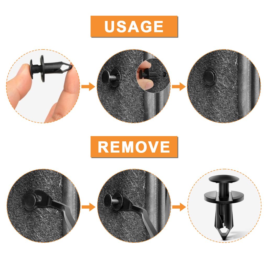 STHIRA Car Bumper Clips Lock Kit for Door Trim and Fender Repair with 100 Pcs 7mm 8mm 10mm Rivets & Removal Tool