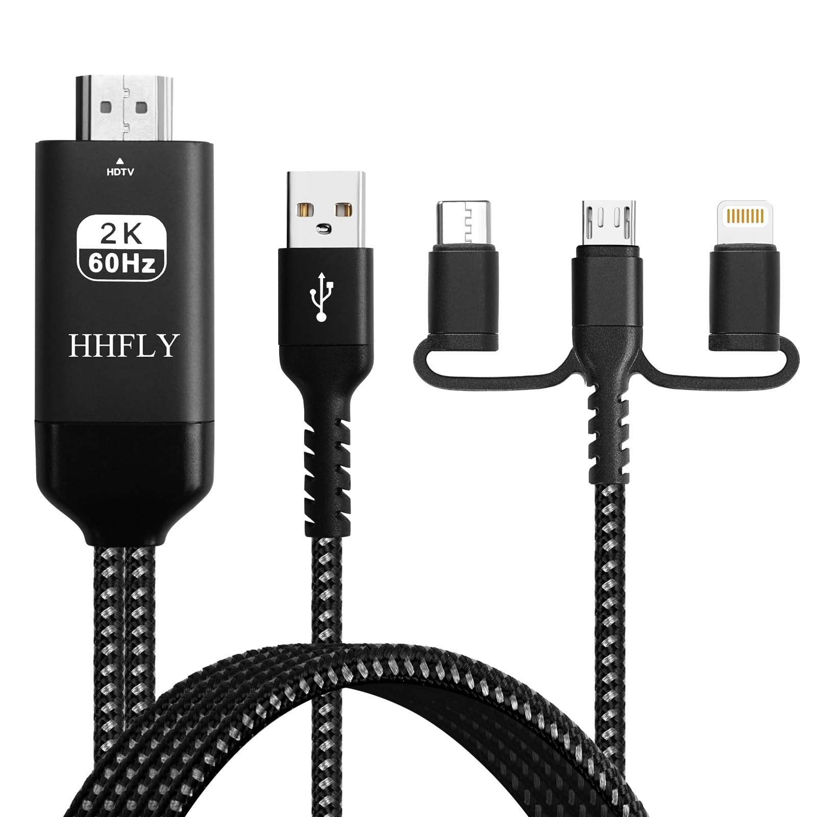 Verilux® 4 in 1 Multi-Device HDMI Adapter  Supports 2K 60Hz, HDMI & USB Connector with Micro-USB, USB-C, Light-ning for Screen Mirroring and Video Output