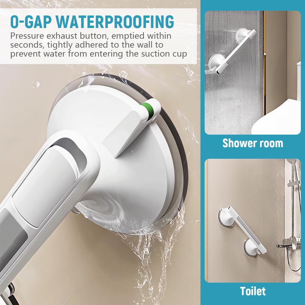 HANNEA Bathroom Grab Bar for Shower Safety with 12.9 in Length and Strong Suction Cups | Anti Slip Handle for Bathtub and Elderly Support