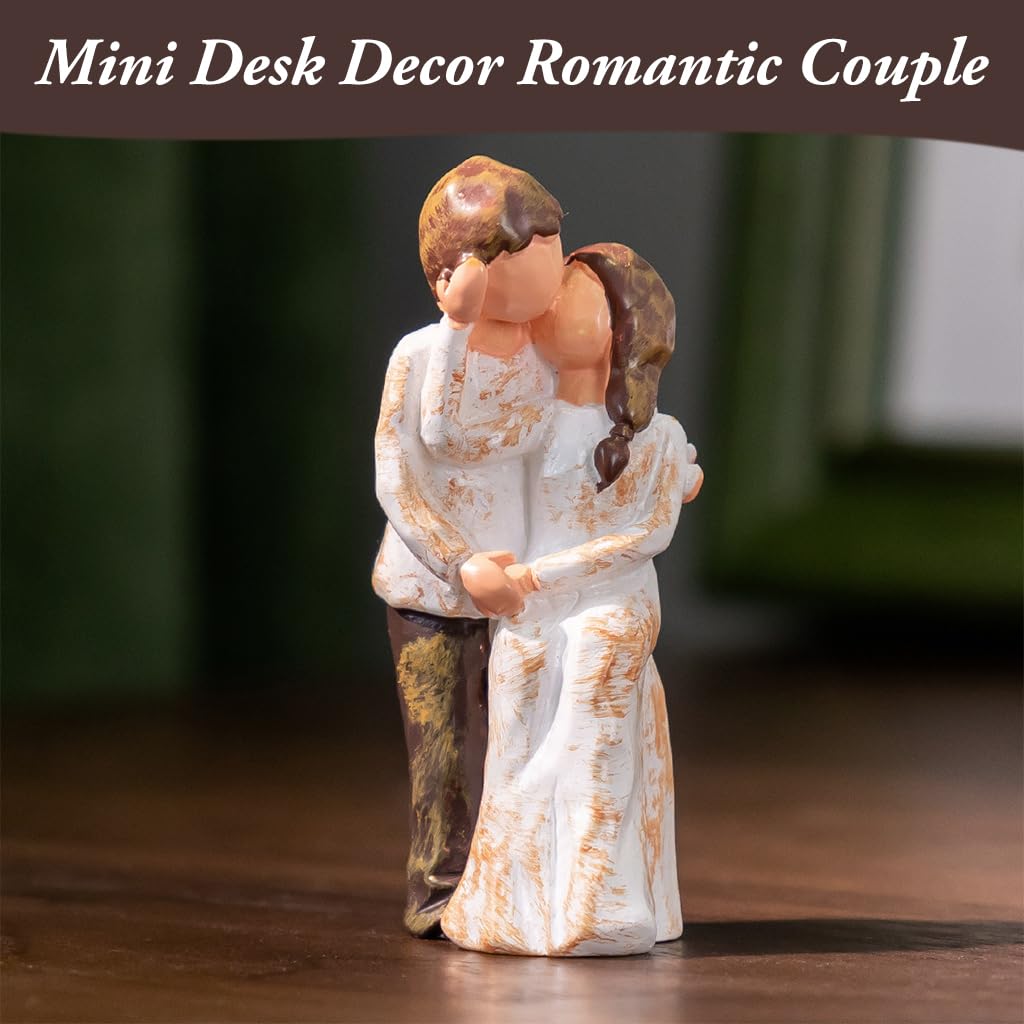 Proberos Mini Couple Kissing Statue for Desk Decor featuring 2.4 in Resin Art | Romantic Gift