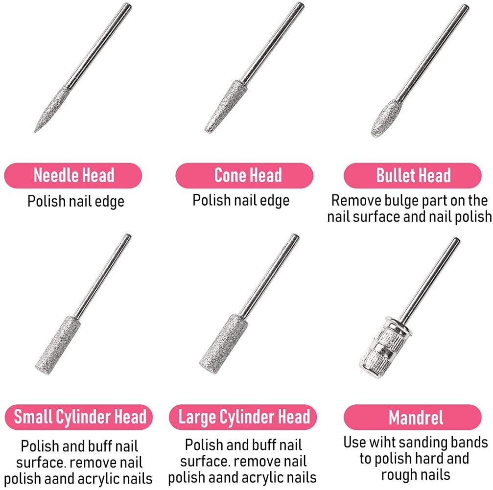 MAYCREATE Electric Nail Drill Machine for Manicure Pedicure with 6 Bits and 18000 RPM | Portable Low Noise Tool for Salon or Home Use