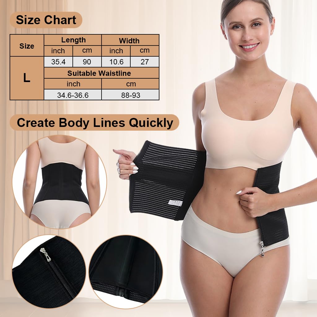 Zibuyu Waist Trainer for Women with Zipper Compression and 84% Nylon 16% Spandex Support | Postpartum Recovery and Daily Fitness