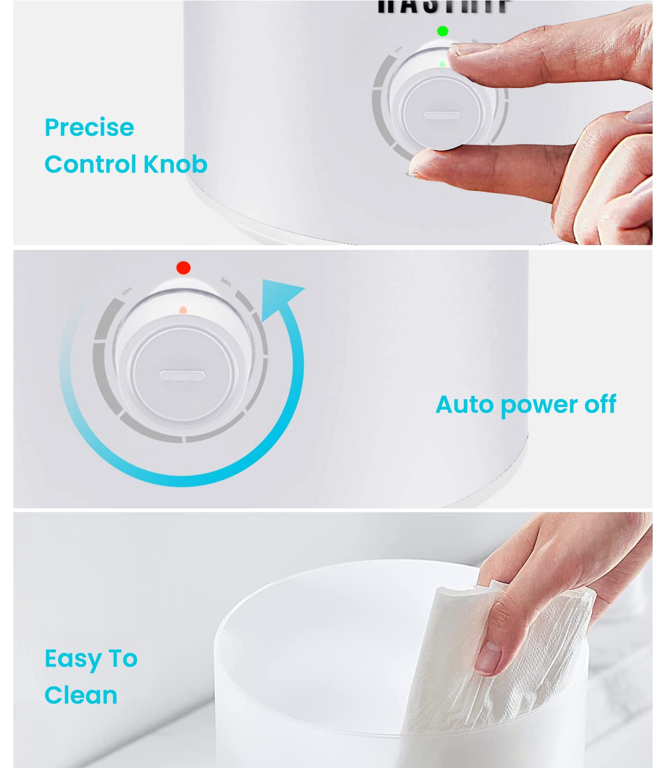 HASTHIP Humidifier for Room with 3.2L Tank and 360° Rotatable Nozzle | Silent Ultrasonic Cool Mist