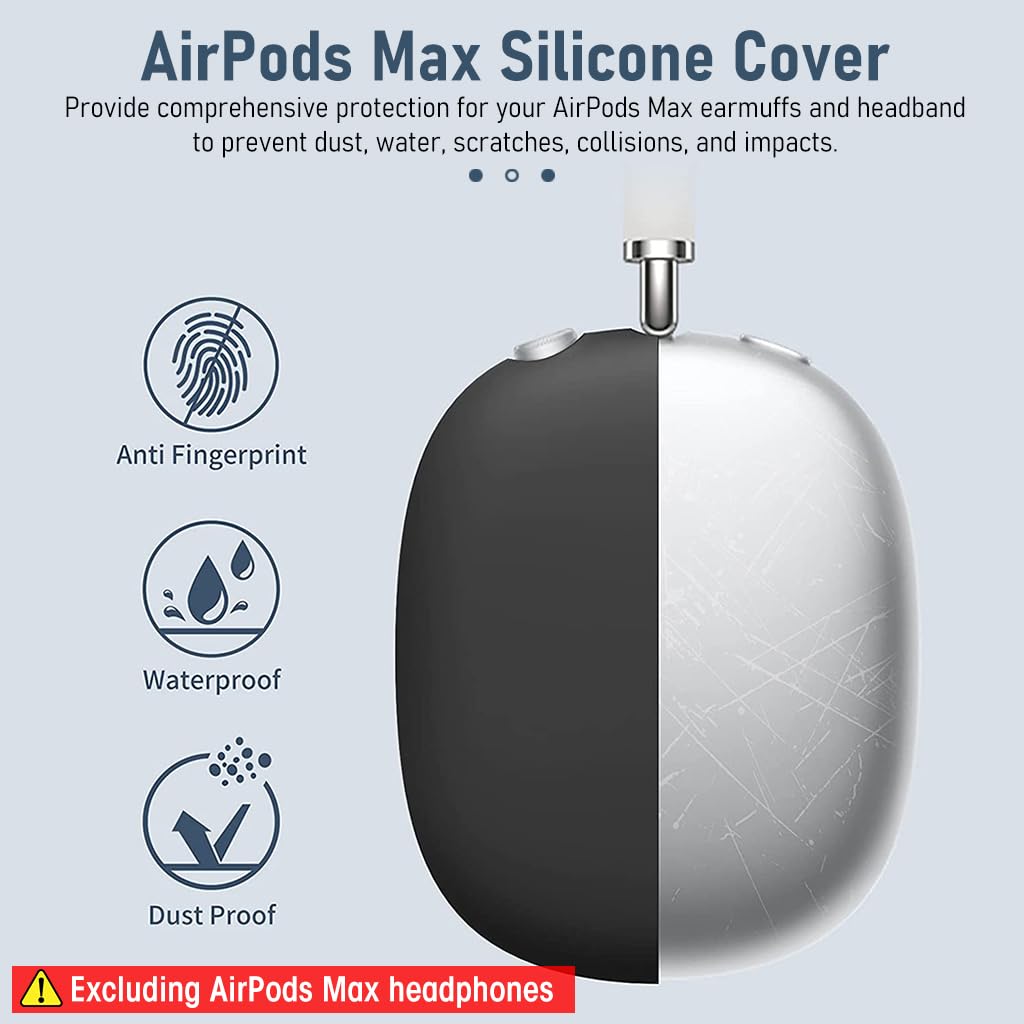 Zeitel® Clear Case for AirPods Max Anti-Scratch TPU Cover for AirPods Max, One Pair TPU Protective Clear Case for AirPods Max, Accessories for AirPods Max (Black)