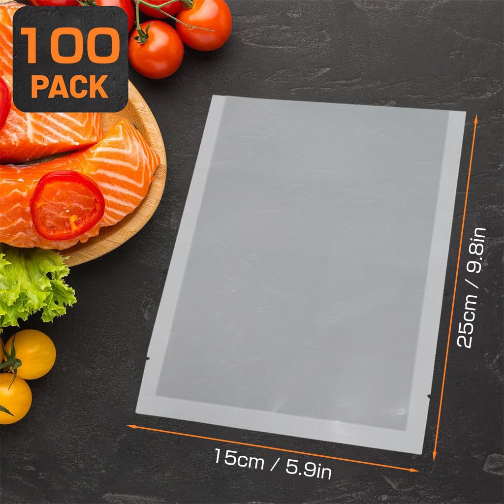 HASTHIP Vacuum Sealer Bags for Food Storage featuring 0.16mm Puncture Resistance | 100pcs 5.9x9.8in BPA Free
