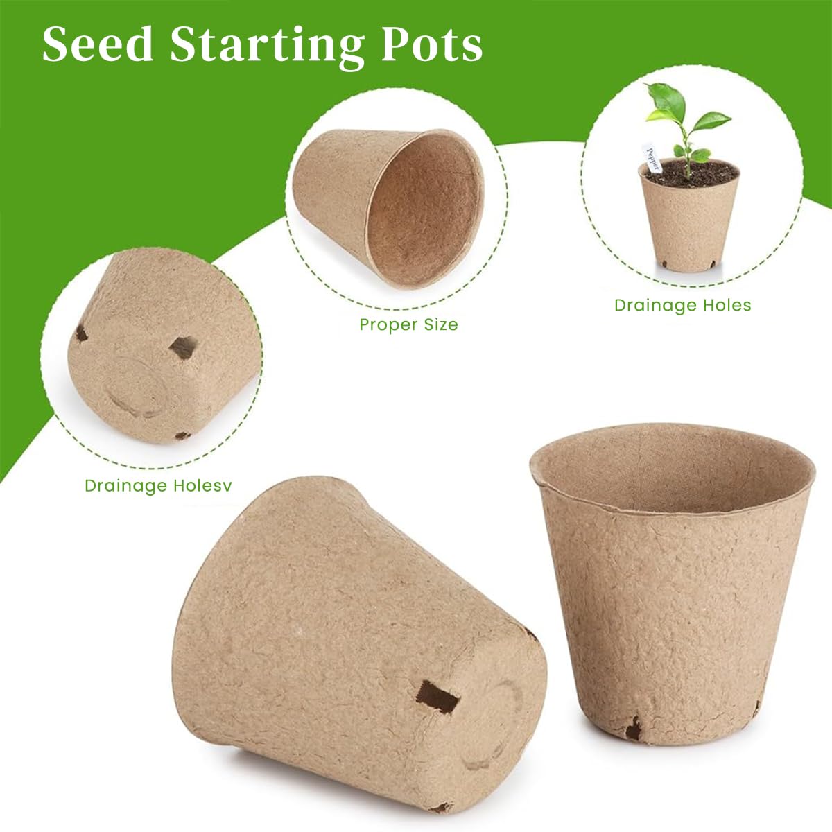 HASTHIP® 20Pcs Degradable Nursery Seedlings Pot - 8cm Mini Flower Pots - Pots For Plants Nursery Pots With Draining Holes Pots for Indoor Plants - Plant Pots for All Kinds Flower Plant & Nursery Use