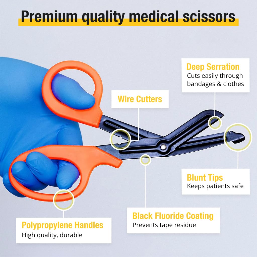 Serplex Medical Trauma Shears 7.5 in for Nurses featuring Blunt Tip & Non Stick Stainless Steel Blades