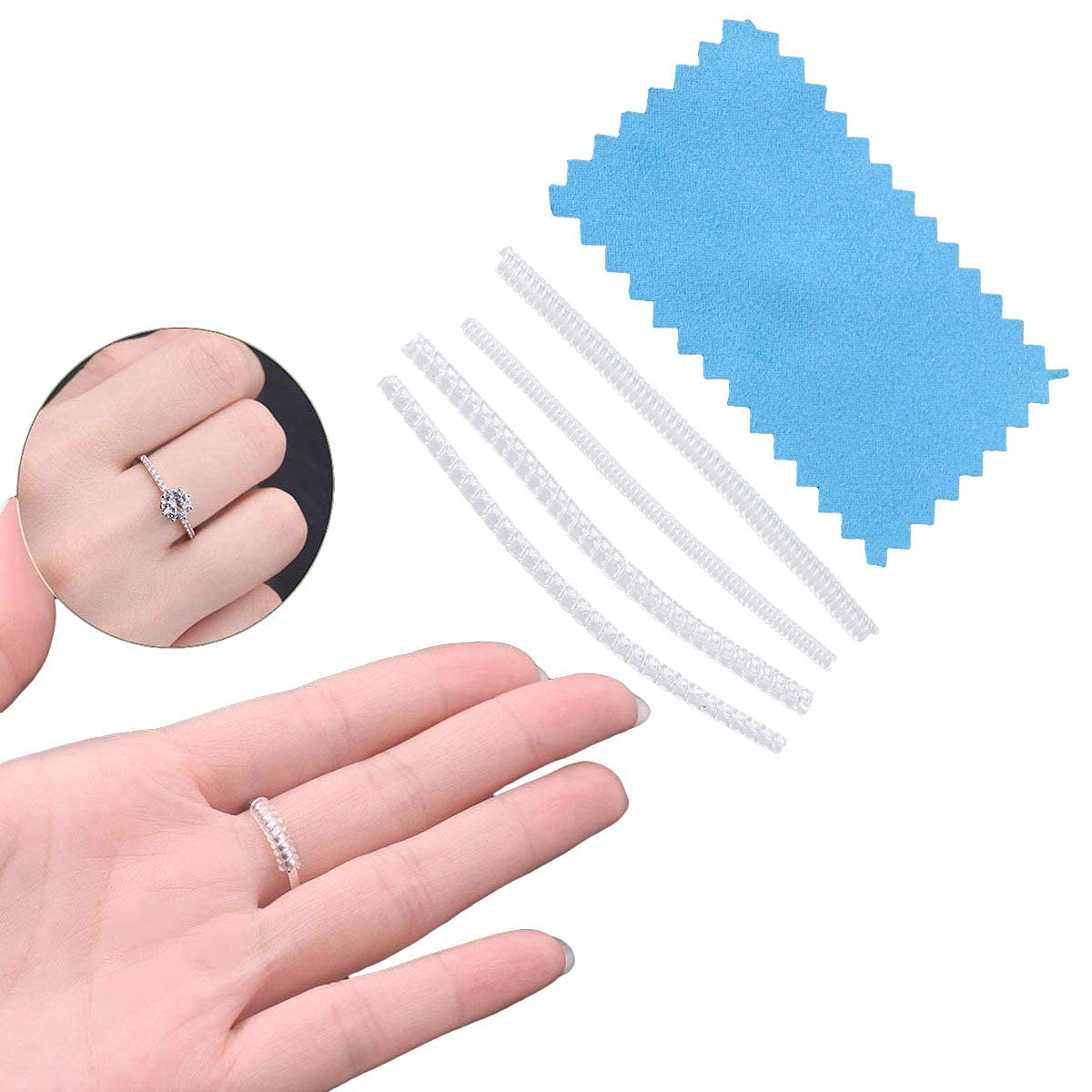 SUPVOX Ring Size Adjuster Set for Loose Rings with Spiral and Flat Coils | 4pcs TPU 10cm