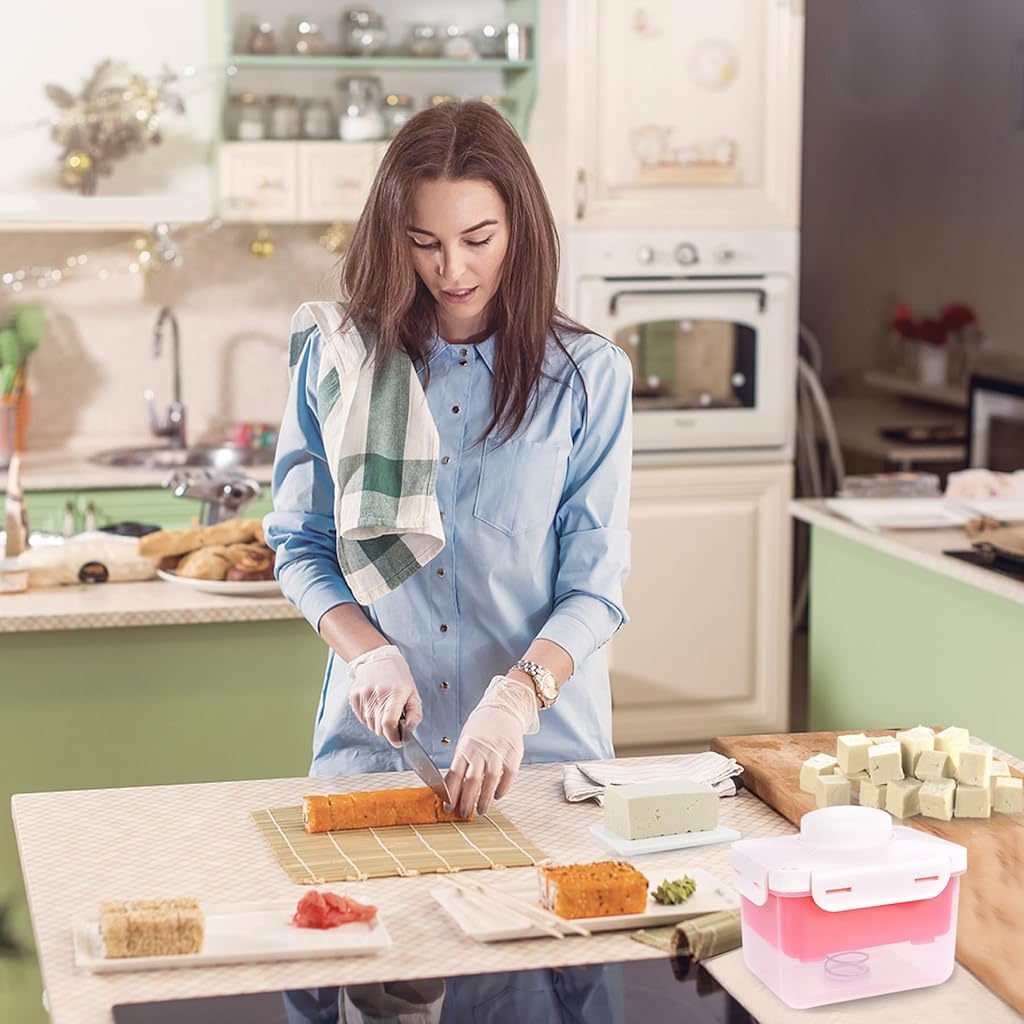 HASTHIP Tofu Press for Homemade Tofu and Salad with Stainless Steel Spring 15.5x13.5x13.5cm