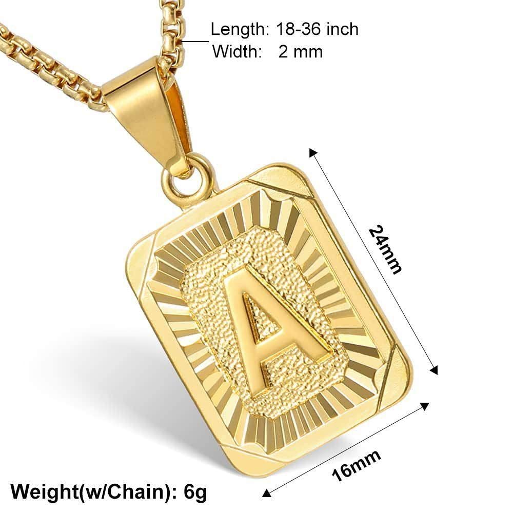 SANNIDHI Pendant Necklace for Men and Women with 0.78×0.62 in A Letter Charm | Golden Titanium Steel 20 in Chain