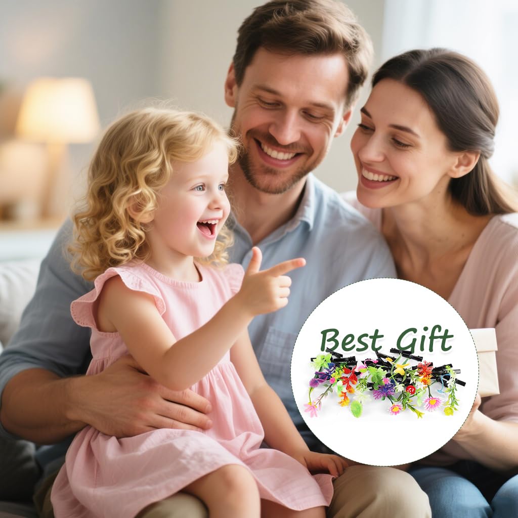 MAYCREATE Hair Clips for Women with 30 Floral Plant Designs and Metal Pins | Cute Gift Set