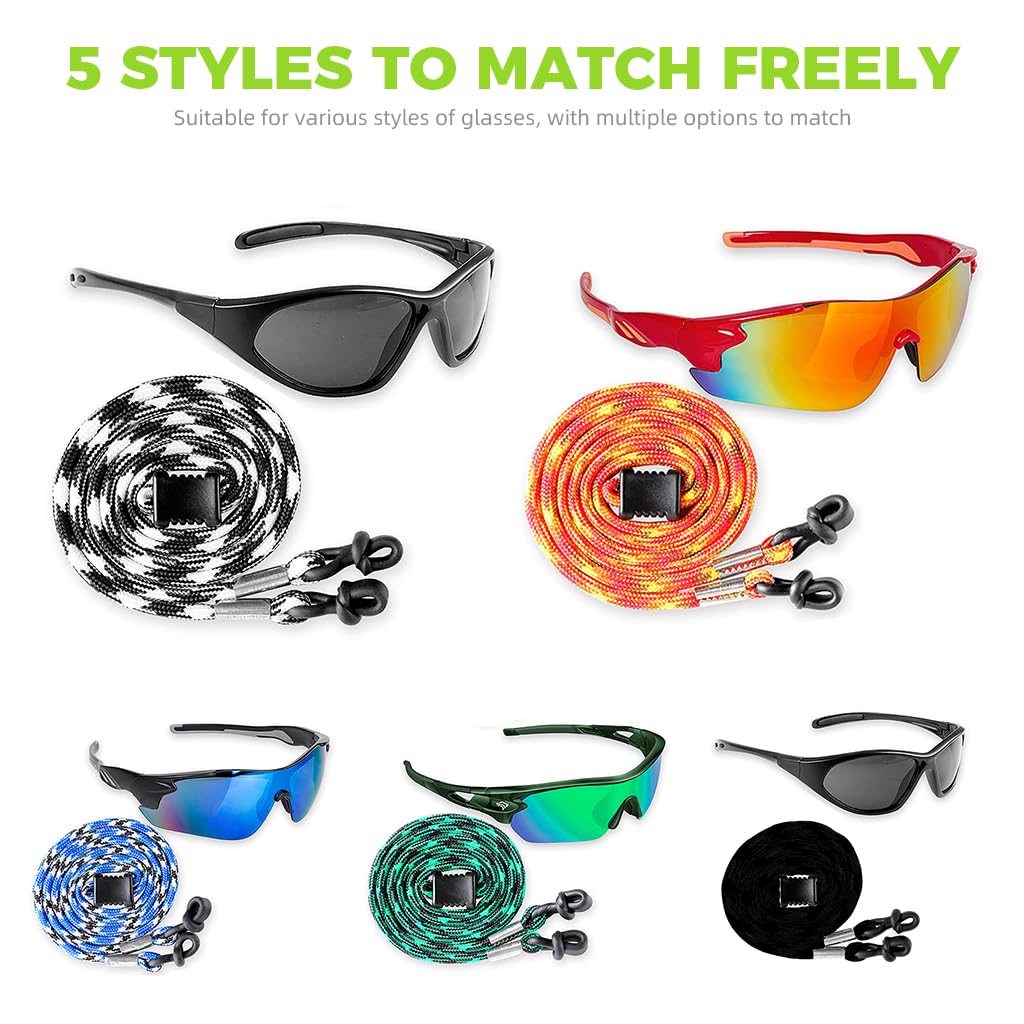 HASTHIP Specs Holder Glasses Strap for Sports and Daily Use with Adjustable 28 in Cord | 5 Pcs Polyester Eyeglass Chain for Men and Women