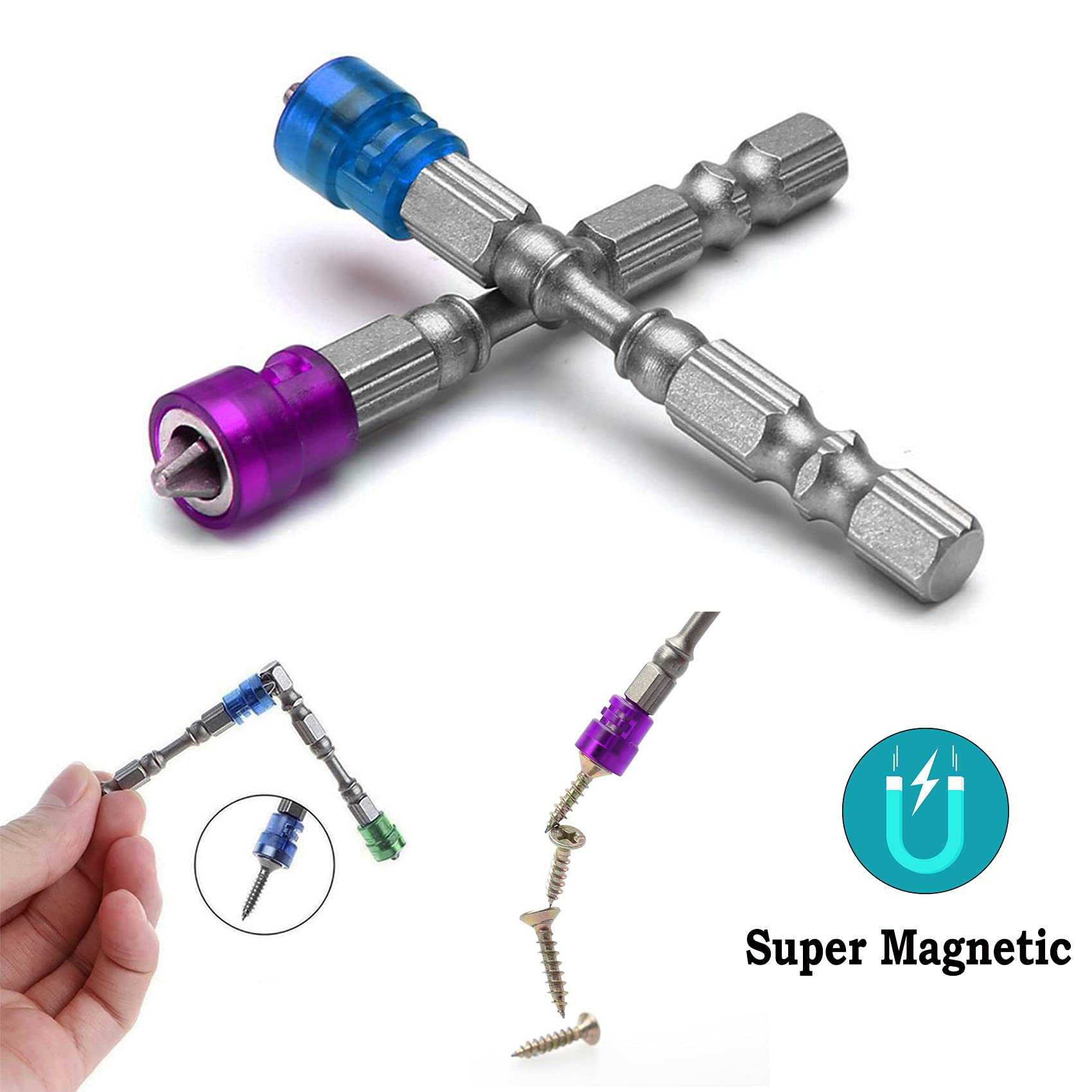 SERPLEX Magnetic Phillips Screwdriver Bit Set for Electric Drills with 1/4 Inch Hex Shank | 5 PCS Chrome Vanadium Steel
