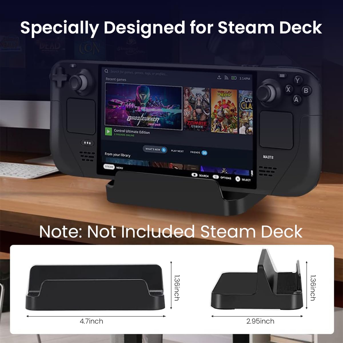 ZORBES Holder for Steam Deck with Anti Slip Base for Rog Ally and Switch | Stable Desk Stand