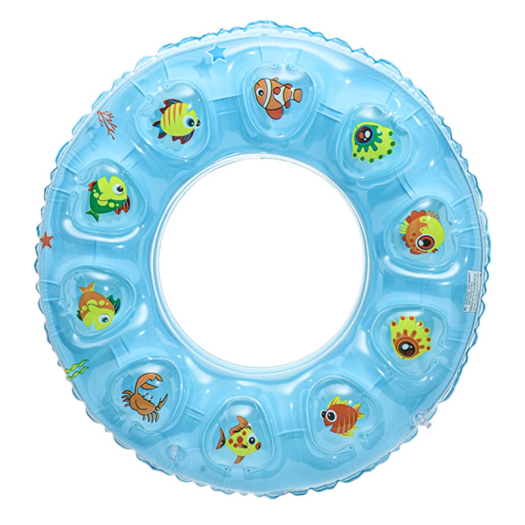 Proberos® Dual-Inflatable Baby Float With Sunshade - Parent-Child Interactive Swimming Ring, Steering Wheel Toy, Durable PVC, UV Protection Canopy, 110x65cm for 6-48M Infants, Kids Swimming Tube