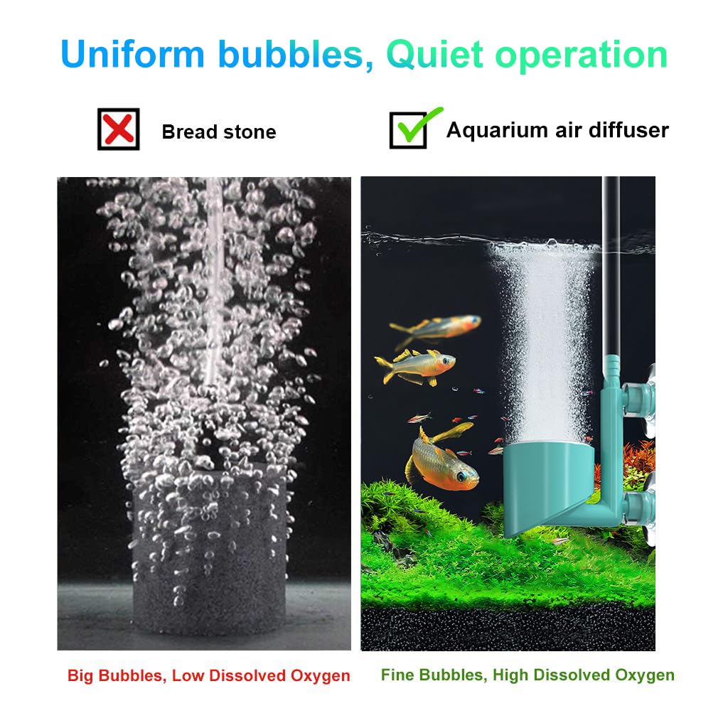 Qpets® Aquarium Air Stone Fish Tank Bubble Stone with Suction Cups Diffuser Stone Air Stone Oxygen Genorator Attachment Ultra Quite Aquarium Air Stone for Fish Tank