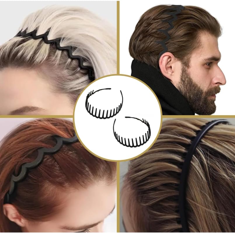 ZIBUYU hairband for women with shark tooth design and non slip resin build | 2 pieces set