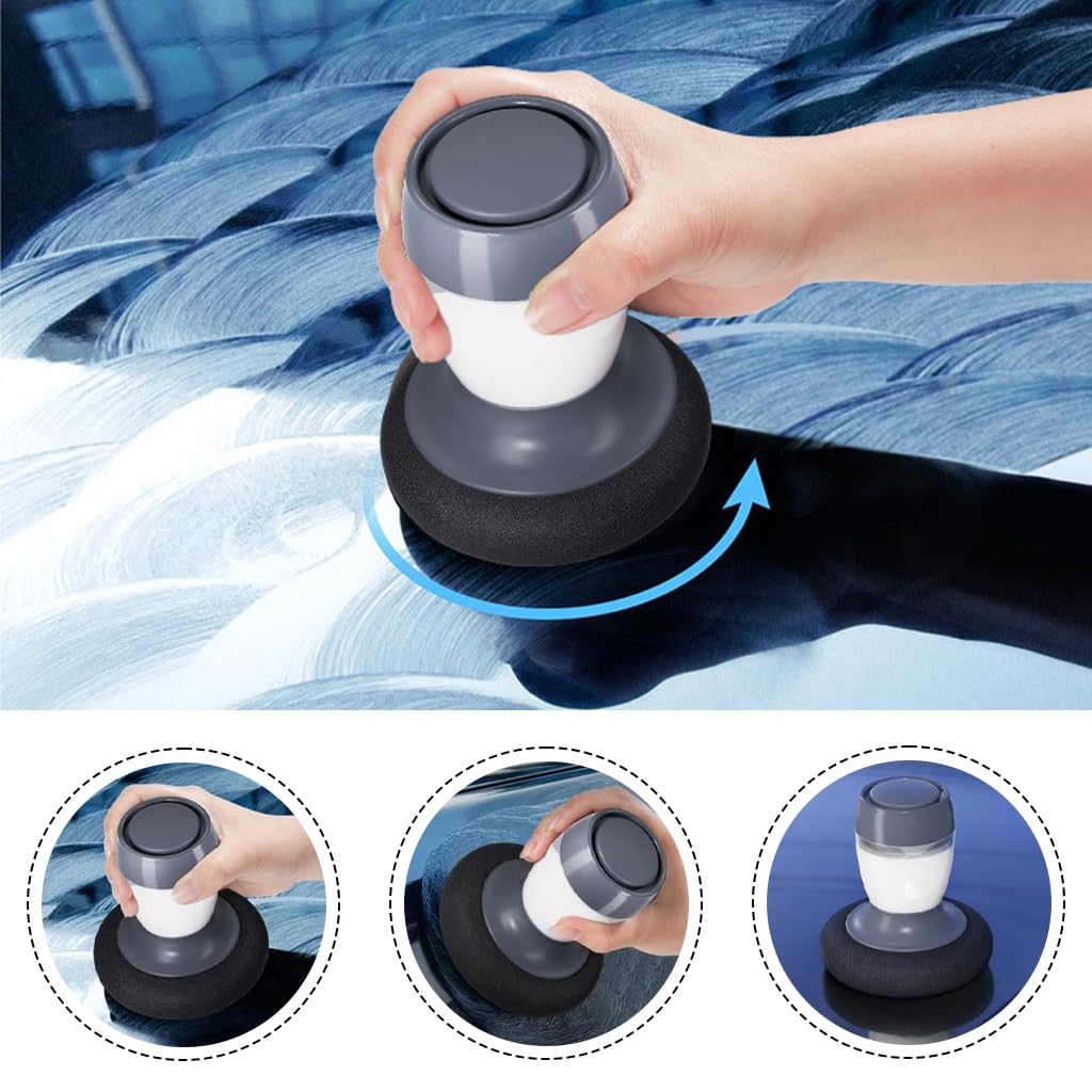 STHIRA Wax Applicator for Car Polishing with Built In Wax Dispenser Handle and Foam Pad
