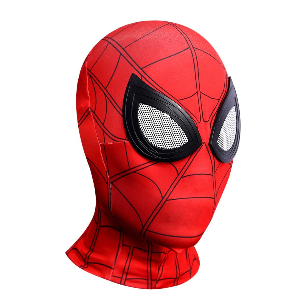 FANCYKU® 3D Spider-Man Mask, Spiderman Masks Spider Man Cosplay Costumes Superhero Lenses, Superhero Costume Mask for Adult Kids, Role Play Superhero Masks for Halloween Masquerade Cosplay (Red)