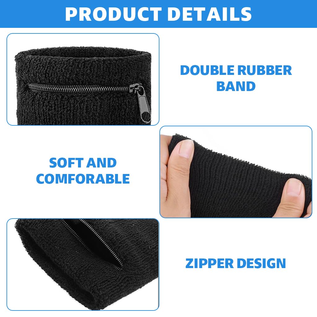 Proberos Running Wrist Band for Workout & Jogging with Zipper Pocket | Stretchy Spandex Unisex Design