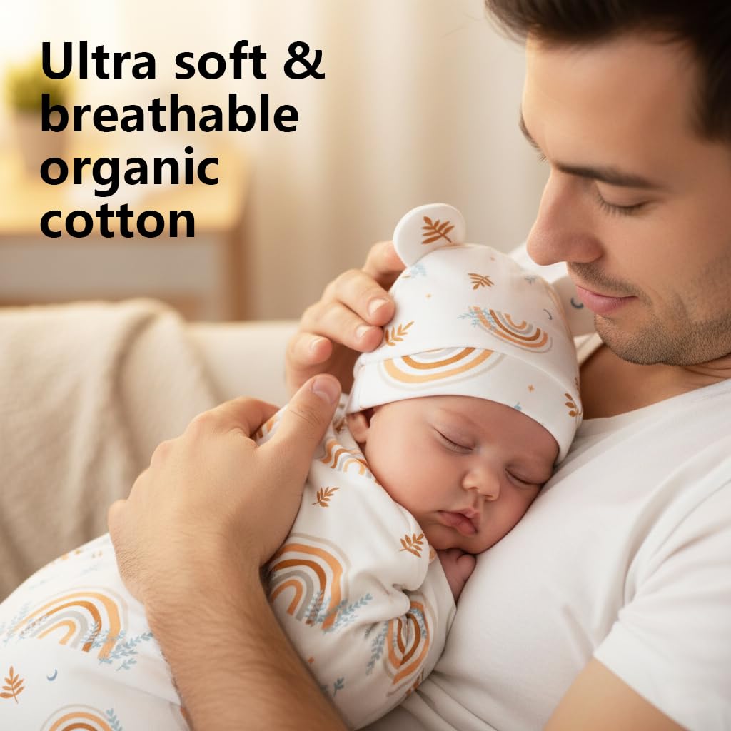 SNOWIE SOFT Swaddle for Newborn Baby with 2 Way Zipper and Arms Up Design | 70cm Pure Cotton