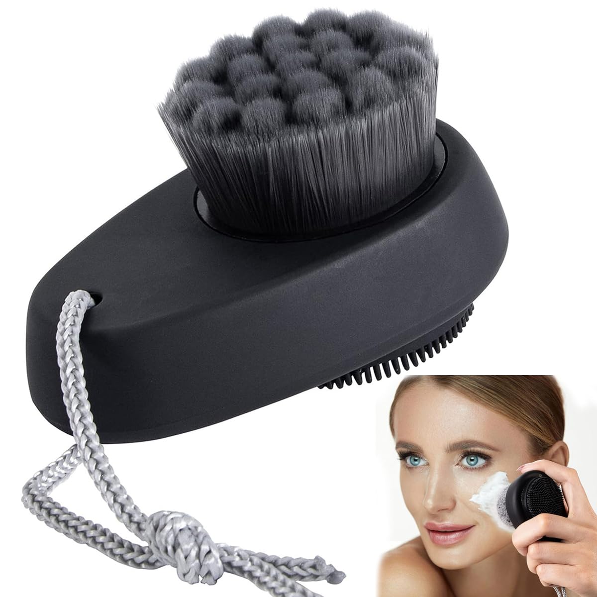 MAYCREATE Facial Cleansing Brush for Deep Skin Care with Dual Sided Silicone and Microfiber Bristles