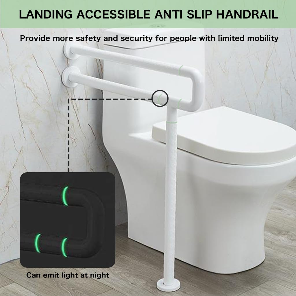 HANNEA Grab Bar for Bathroom offering 27.56 in wall mounted support with glow in the dark guide | stainless steel handle for elderly and pregnant women
