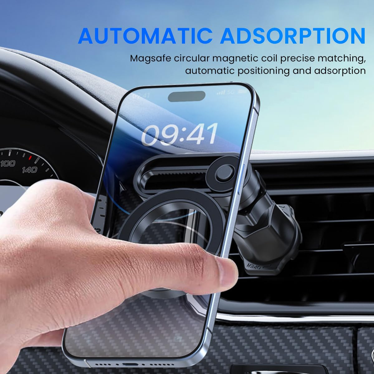 STHIRA Magnetic Phone Holder for Car Air Vent with 360° Rotation and Telescopic Alloy Hook
