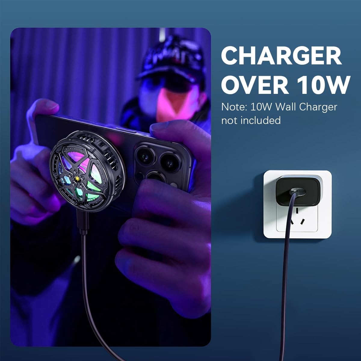 ZORBES Phone Cooler for Gaming with 9 Blade Fan and Semiconductor Cooling | 2PCS RGB LED Clips